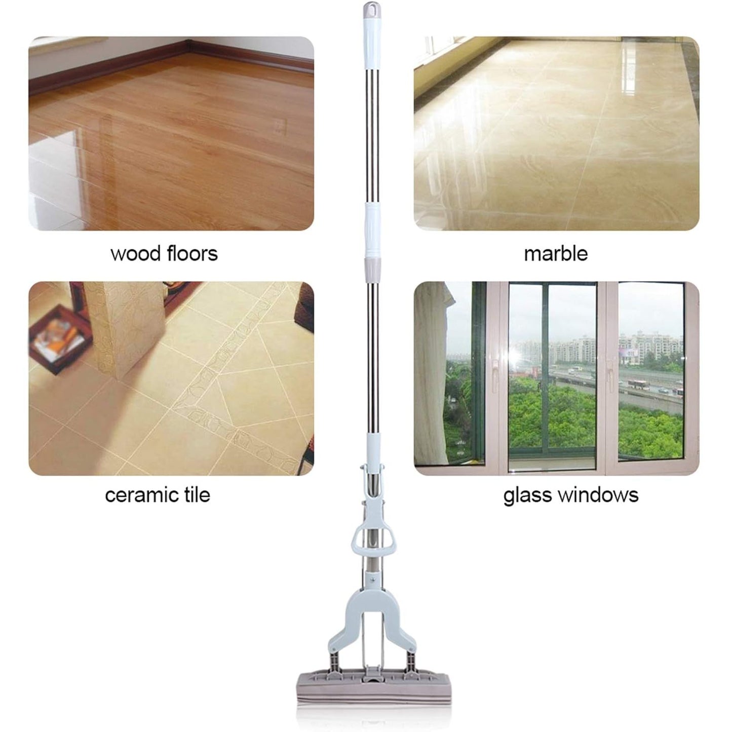 Sponge Mop with Adjustable Handle