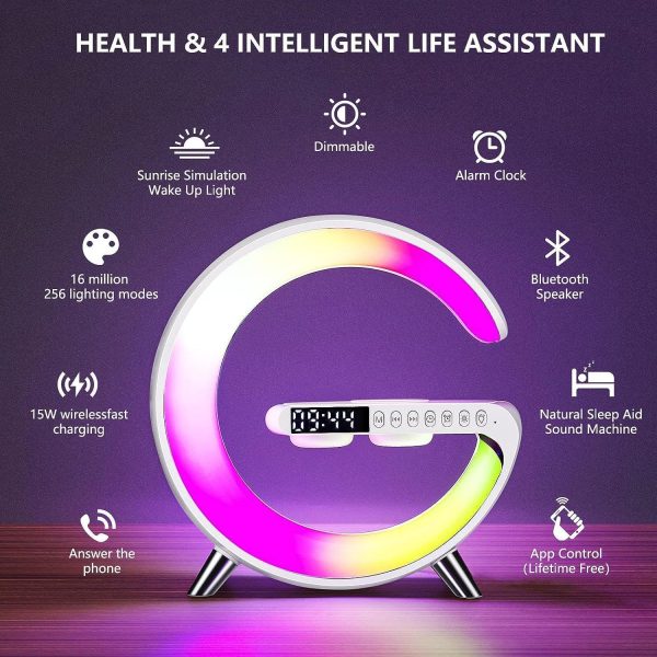Bedside Music Wake-Up Light Bluetooth Sound Multiple Light Modes Bluetooth Speaker Atmosphere Light Wireless Charger