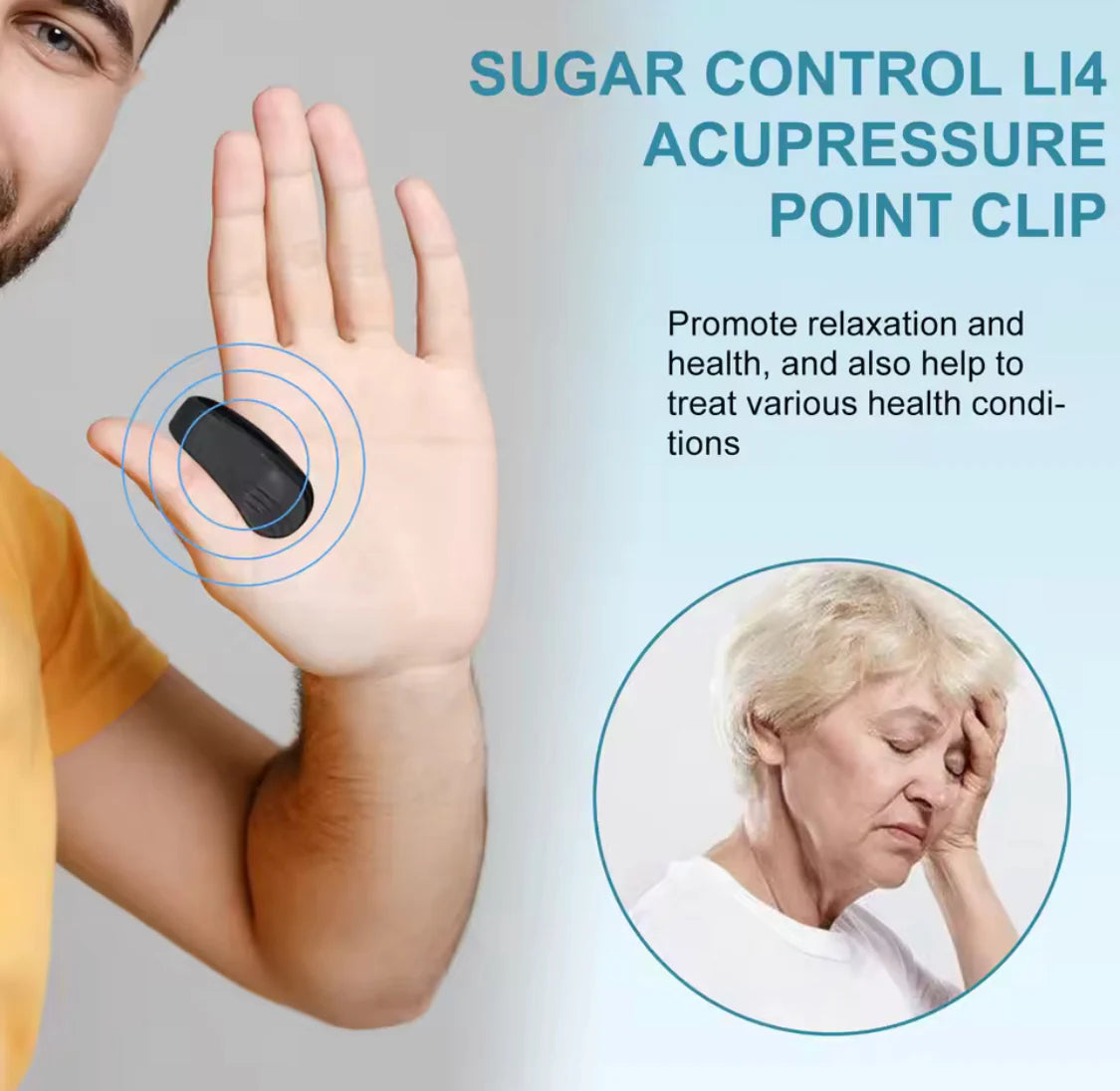 Portable Sugar Control Clip, Diabetes Relief Clip, Sugar Control Acupressure Point Clip