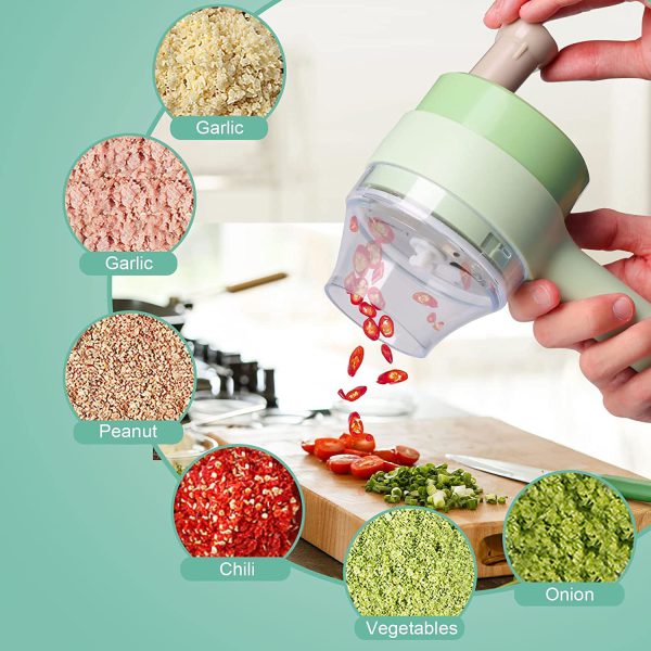 4 In 1 Handheld Electric Vegetable Cutter Wireless Food Processor