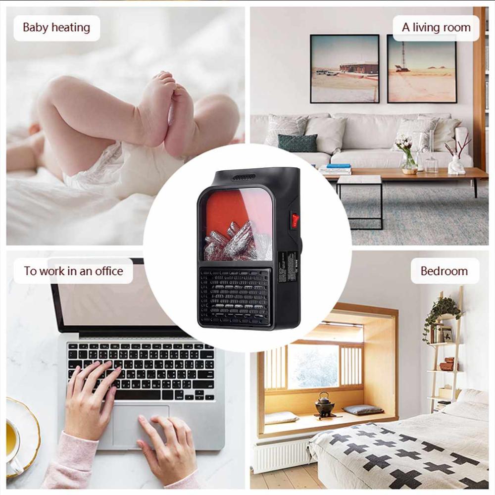 900W Mini Electric Fan Heater Remote Control Portable Plug-In Room Heater Air Heating