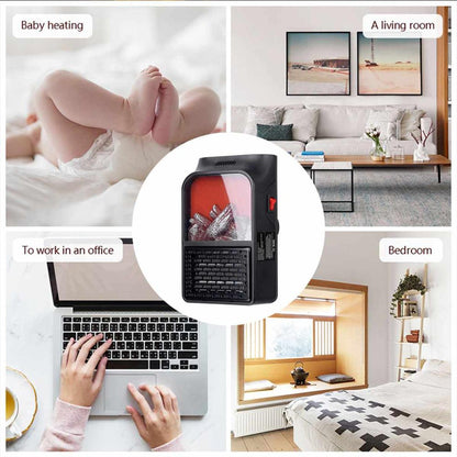 900W Mini Electric Fan Heater Remote Control Portable Plug-In Room Heater Air Heating