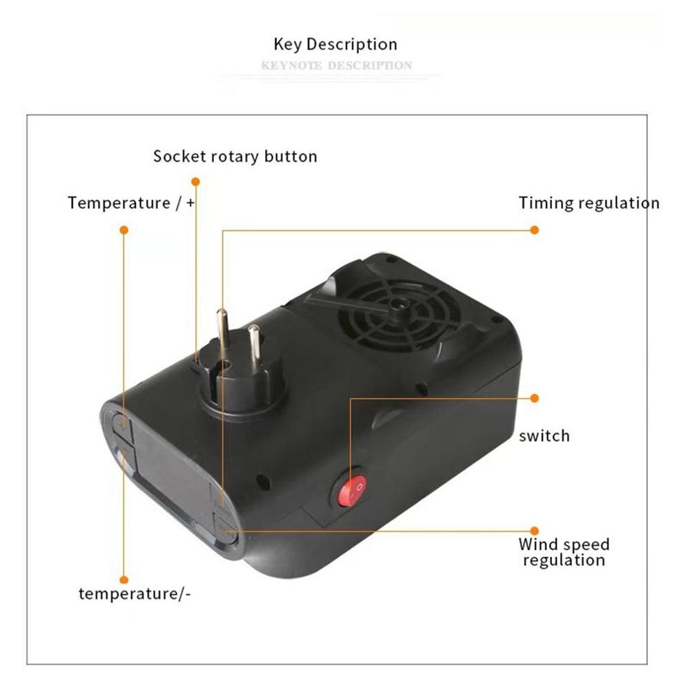 900W Mini Electric Fan Heater Remote Control Portable Plug-In Room Heater Air Heating
