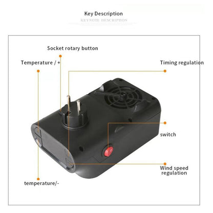 900W Mini Electric Fan Heater Remote Control Portable Plug-In Room Heater Air Heating