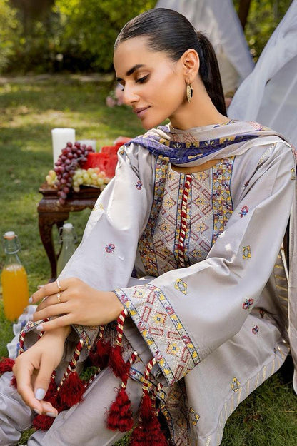 Spinal 3pc unstitched embroidered suit