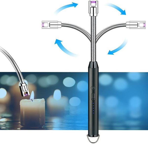 Arc Lighter With Usb Charging,flameless Windproof,led Battery Display,safety Switch | Rotate 360 Degrees