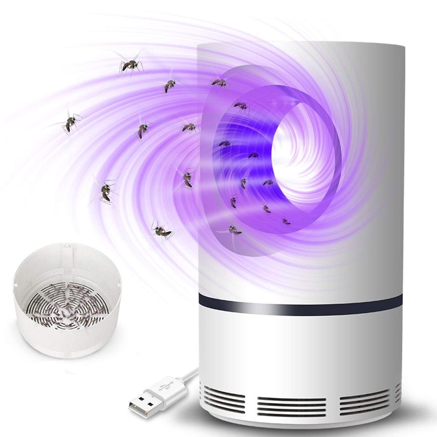 Electric Mosquito Trap Blue Light Mosquito Killer Lamp with USB Power Suction Fan