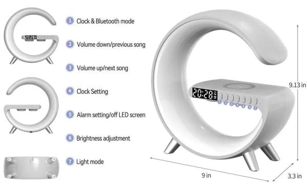 Bedside Music Wake-Up Light Bluetooth Sound Multiple Light Modes Bluetooth Speaker Atmosphere Light Wireless Charger