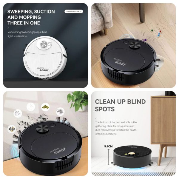 Portable Wireless Smart Mini Sweeping Robot Mopping 3 In1 Rechargeable Cleaning Machine Vacuum Cleaner